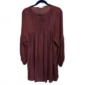 Easel Burgundy Lace Detail Bohemian Dress. Boutique Wear. Boho